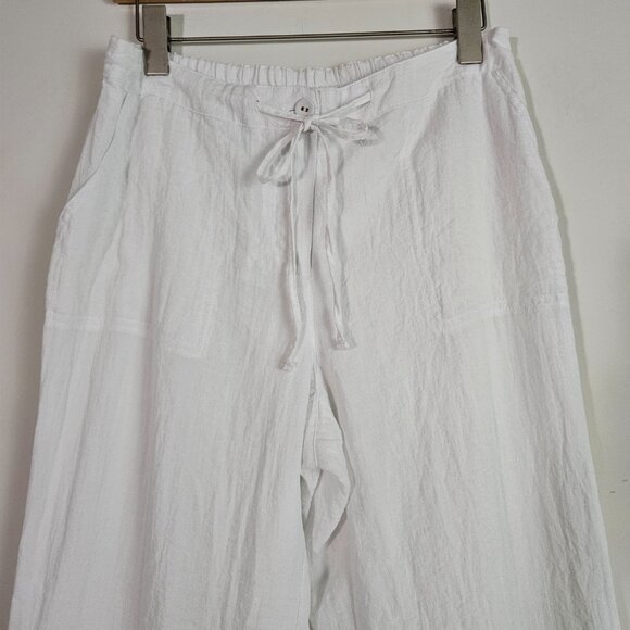 Charter Club Weekend Women's Pants Medium White Crinkle Cosatal Resort Beachy - Picture 2 of 13